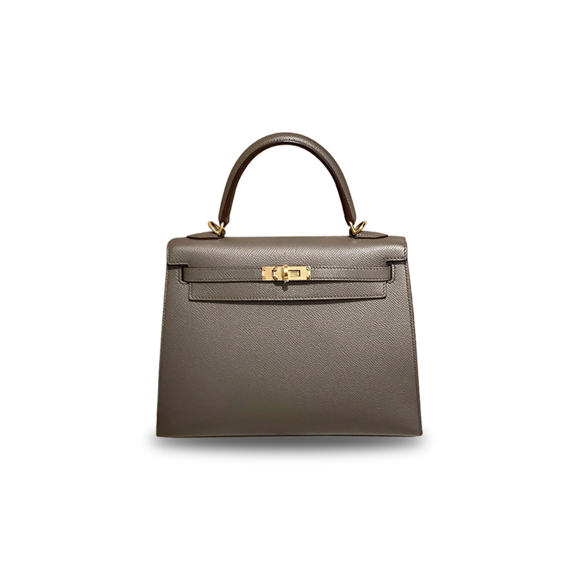 HERMÈS MASTER KELLY 25 EPSOM LEATHER PEWTER GRAY GOLD BUCKLE (25*17*7cm)